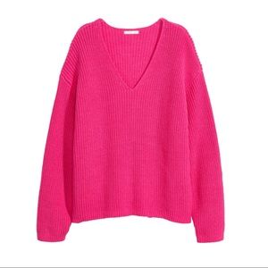 {SOLD} V-neck sweater in rib-knit cotton